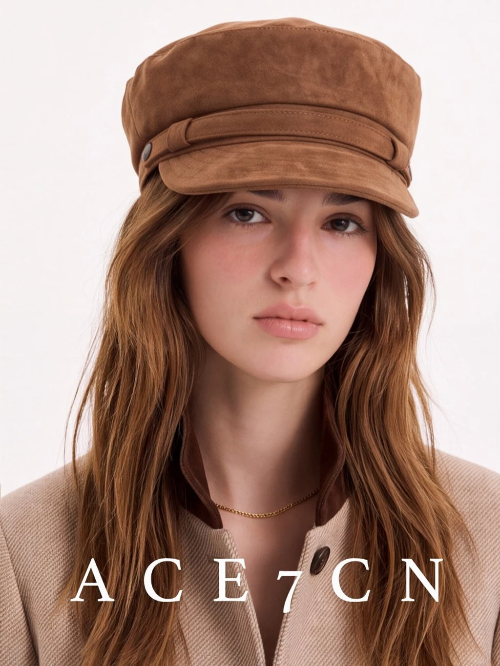 Suede Flat-Top Newsboy Cap — ACE7CN