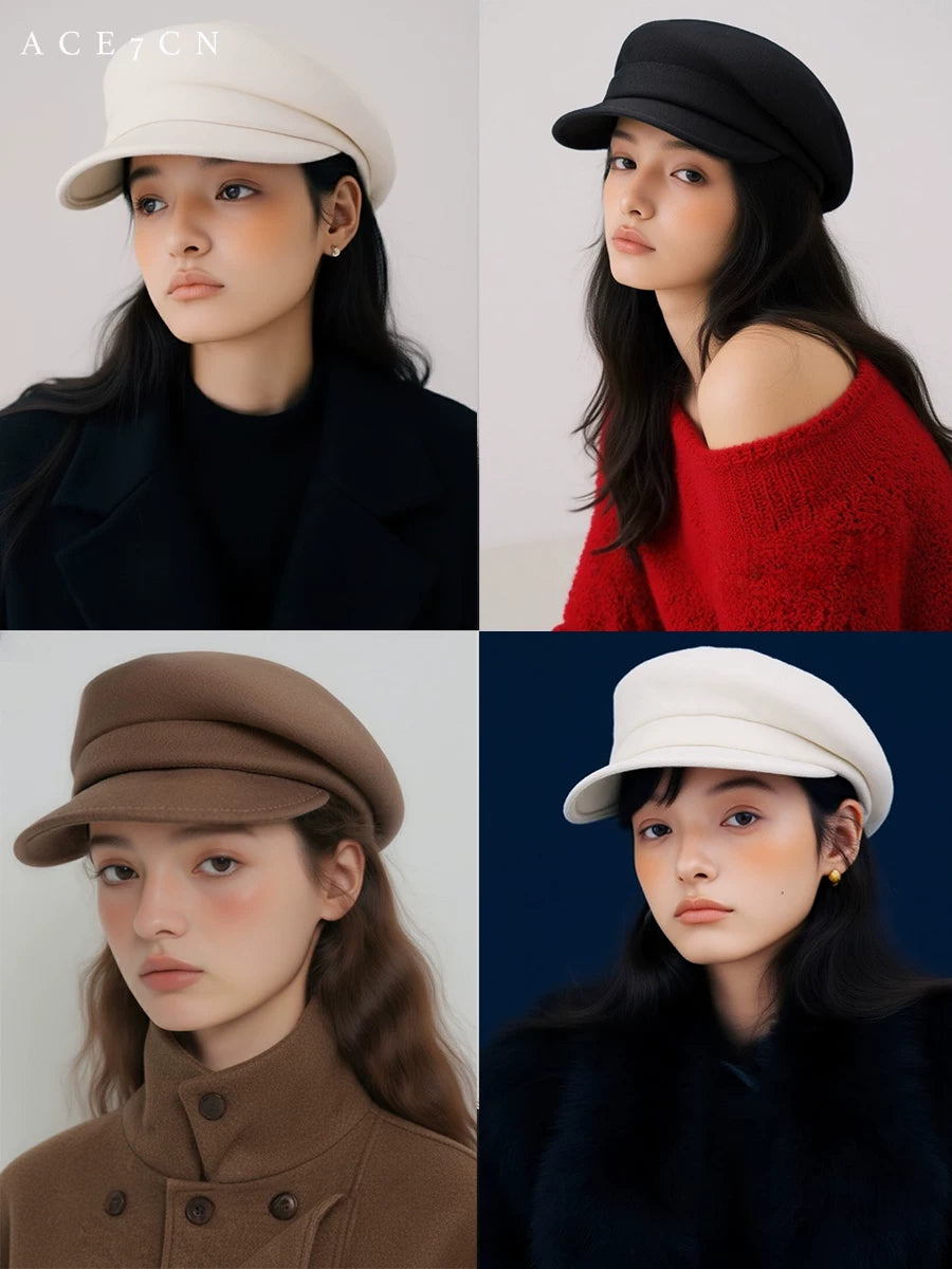 Octagonal Wool Newsboy Cap — ACE7CN