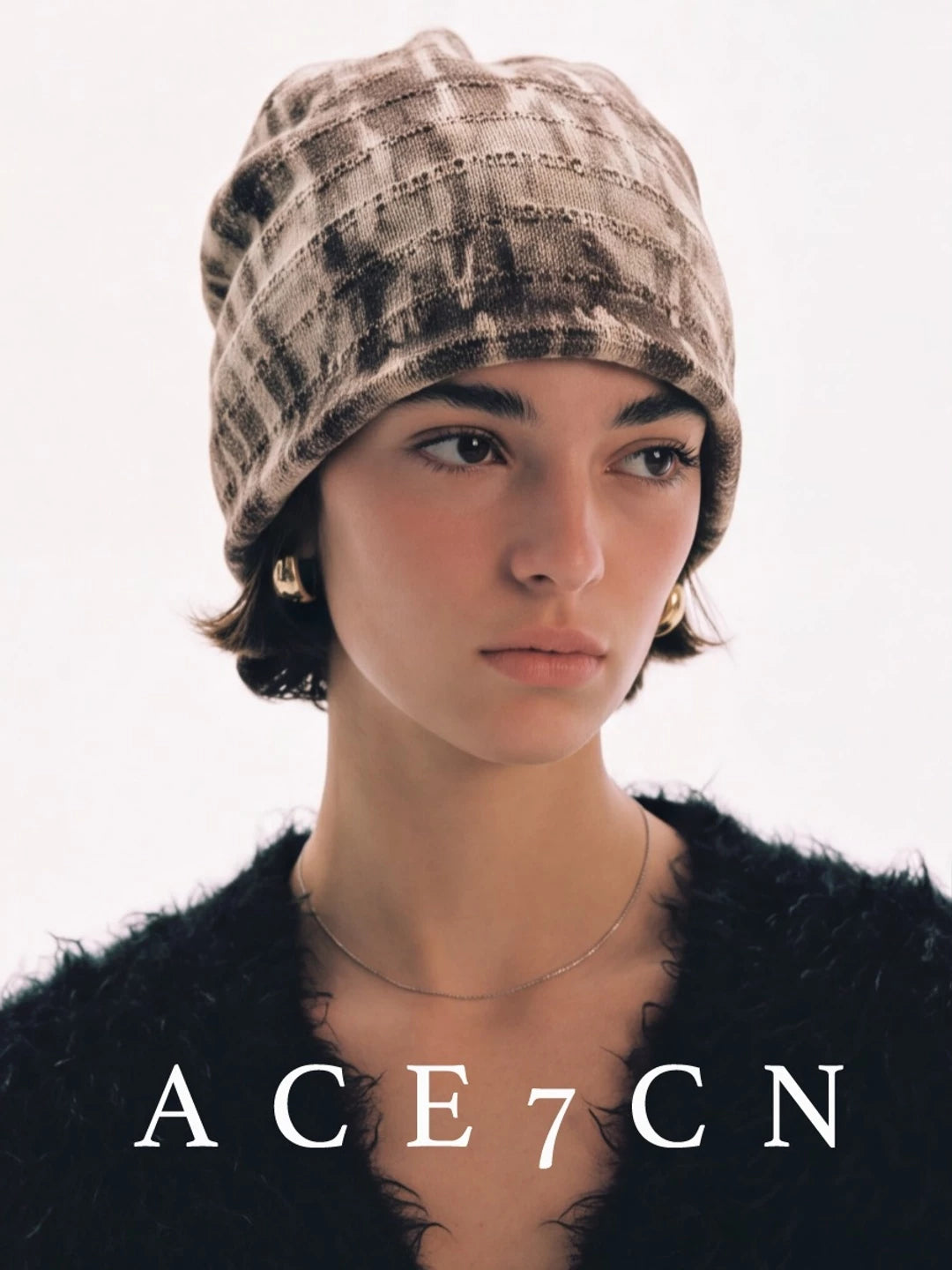 Ink-Dyed Pleated Turban Beanie — ACE7CN