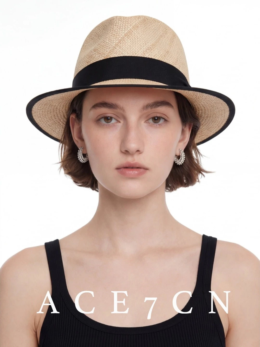 Flat-Top Straw Panama Hat — ACE7CN