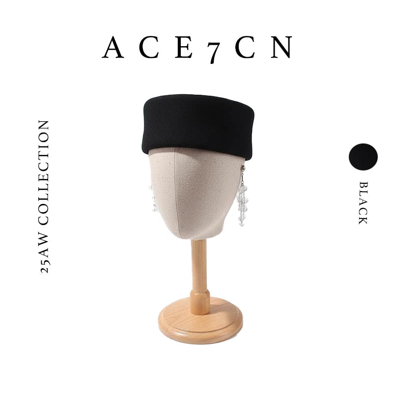 Round-Crown Wool Pillbox Hat — ACE7CN