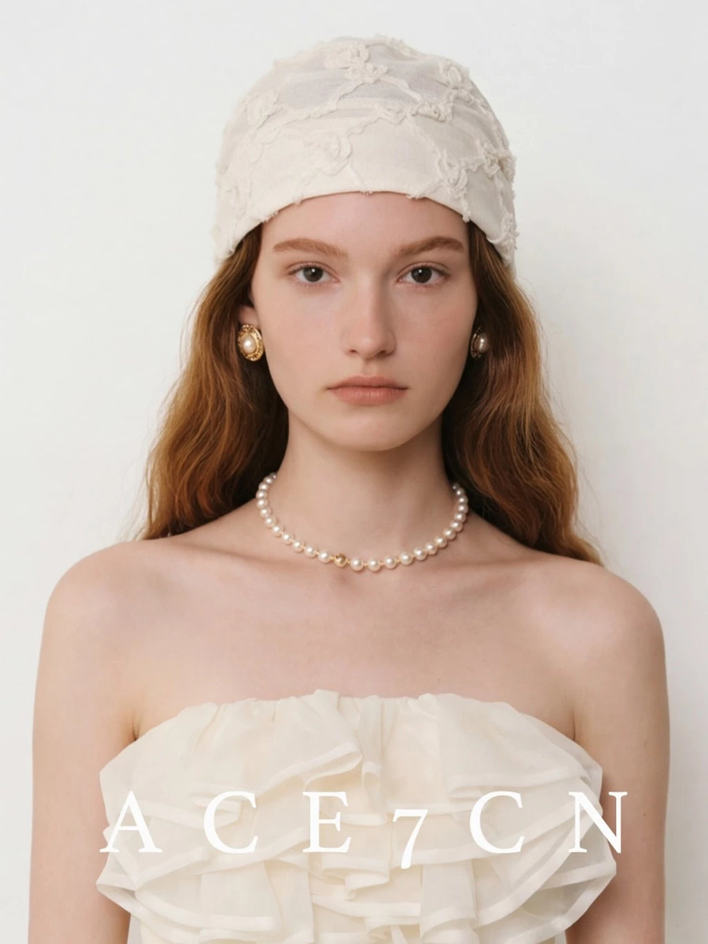Sheer Tulle Floral Head Scarf Hat — ACE7CN
