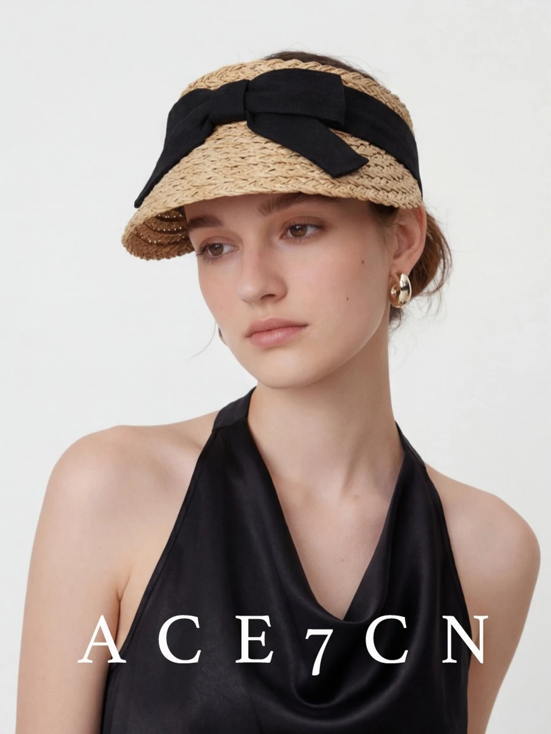 Bow-Detail Straw Visor — ACE7CN