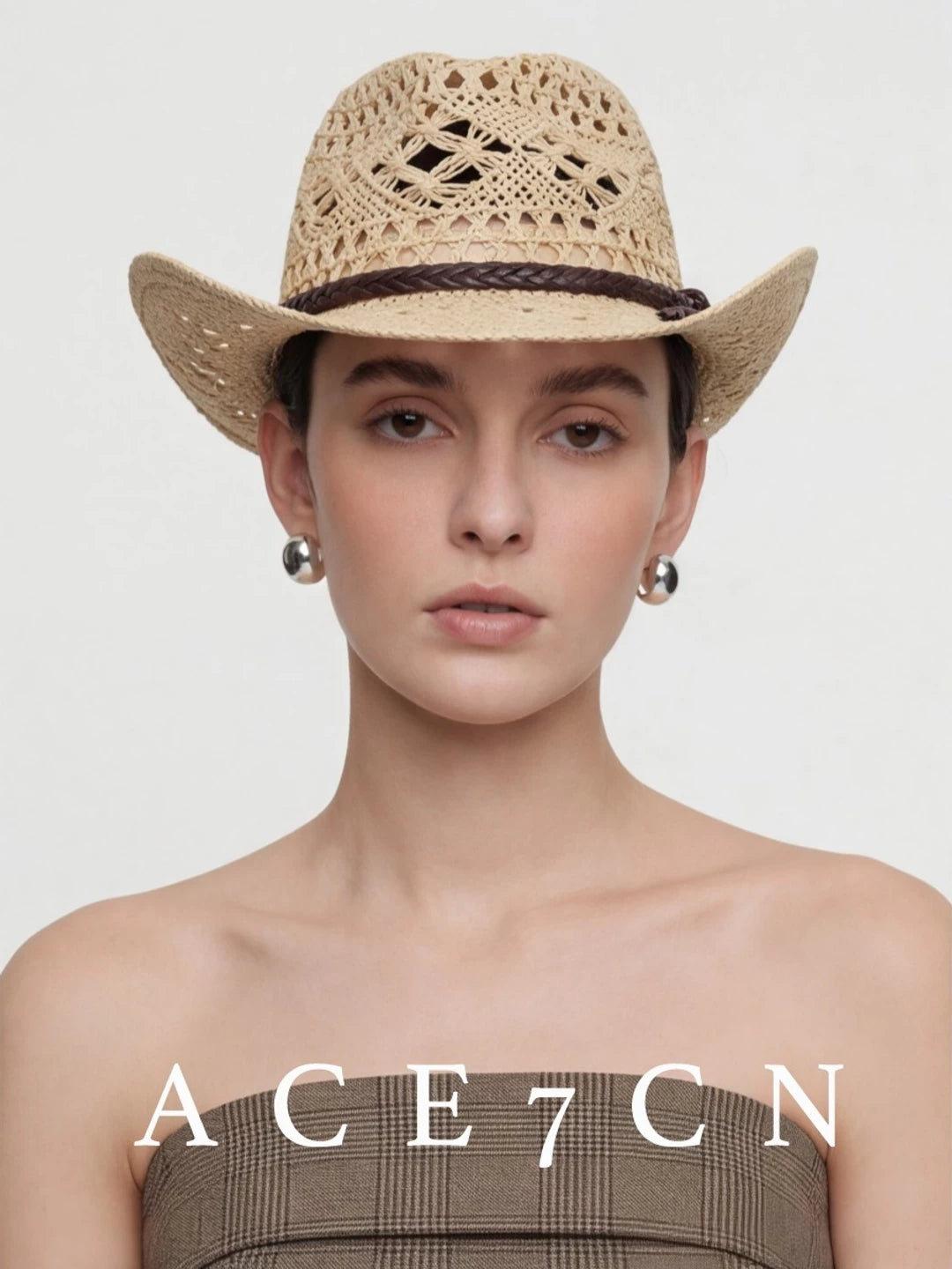 Openwork Straw Panama Hat — ACE7CN
