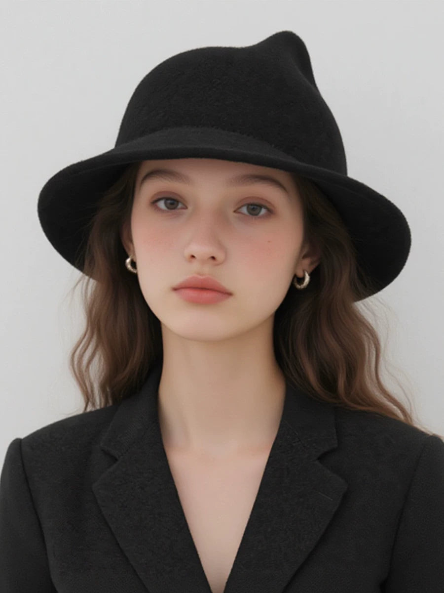 Pointed Roll-Brim Wool Felt Hat — ACE7CN
