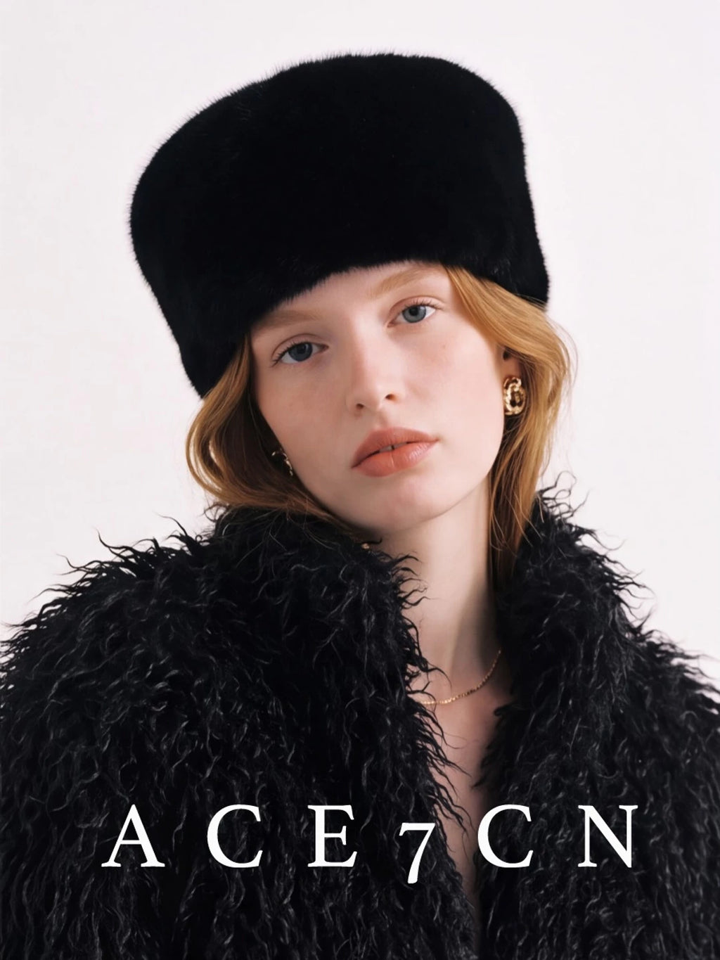 Faux-Mink Plush Pillbox Hat — ACE7CN