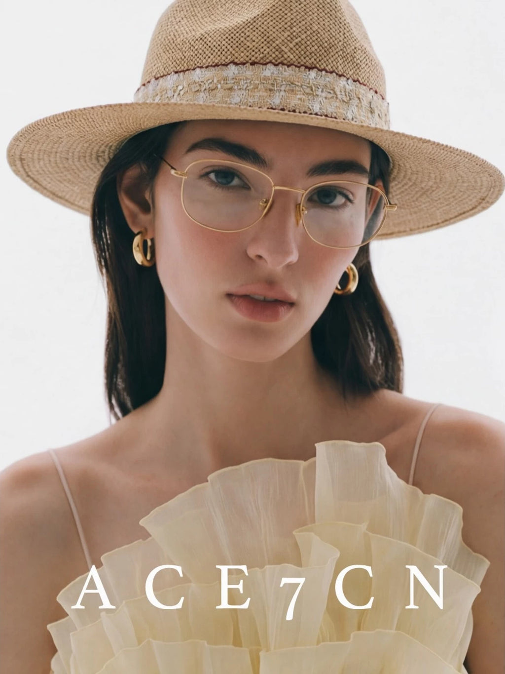Hand-Woven Tweed-Effect Straw Fedora — ACE7CN