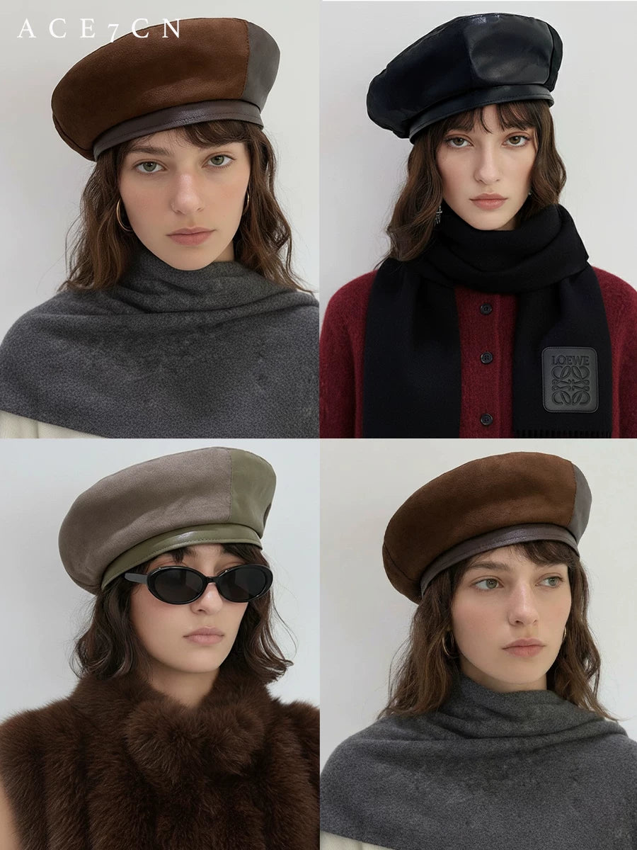 Two-Tone Suede Painter Beret — ACE7CN
