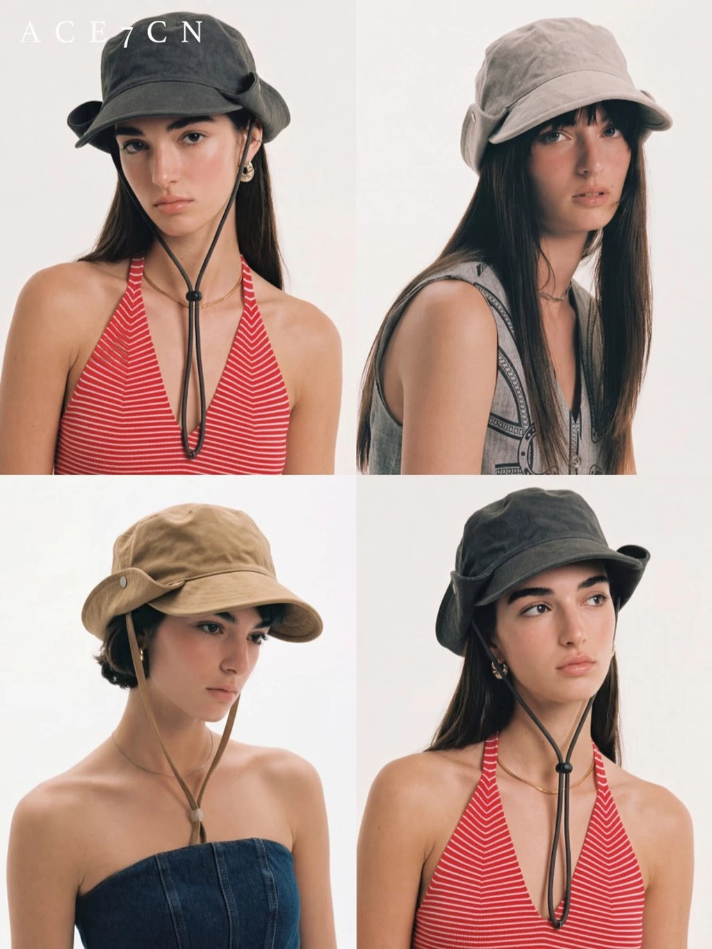 Washed Roll-Brim Ear-Flap Bucket Hat — ACE7CN