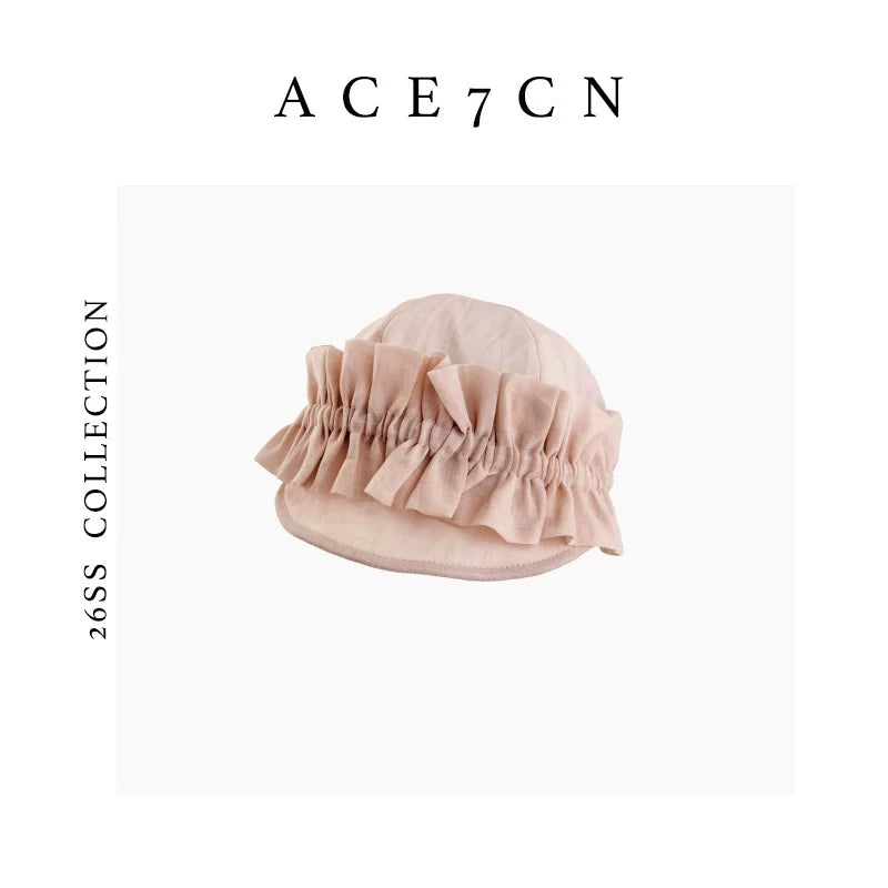 Hand-Pinched Floral Short-Brim Hat — ACE7CN