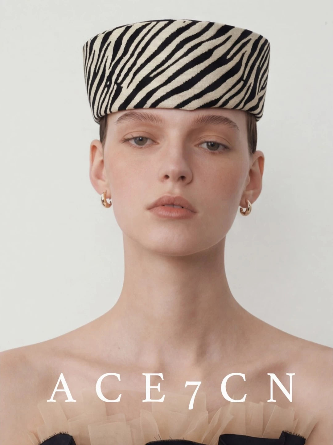 Zebra-Print Pillbox Hat — ACE7CN