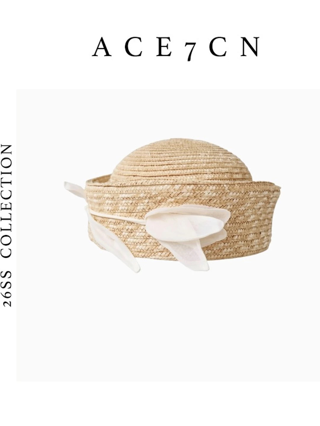 Tulip-Sprig Wheat-Straw Pillbox Hat — ACE7CN