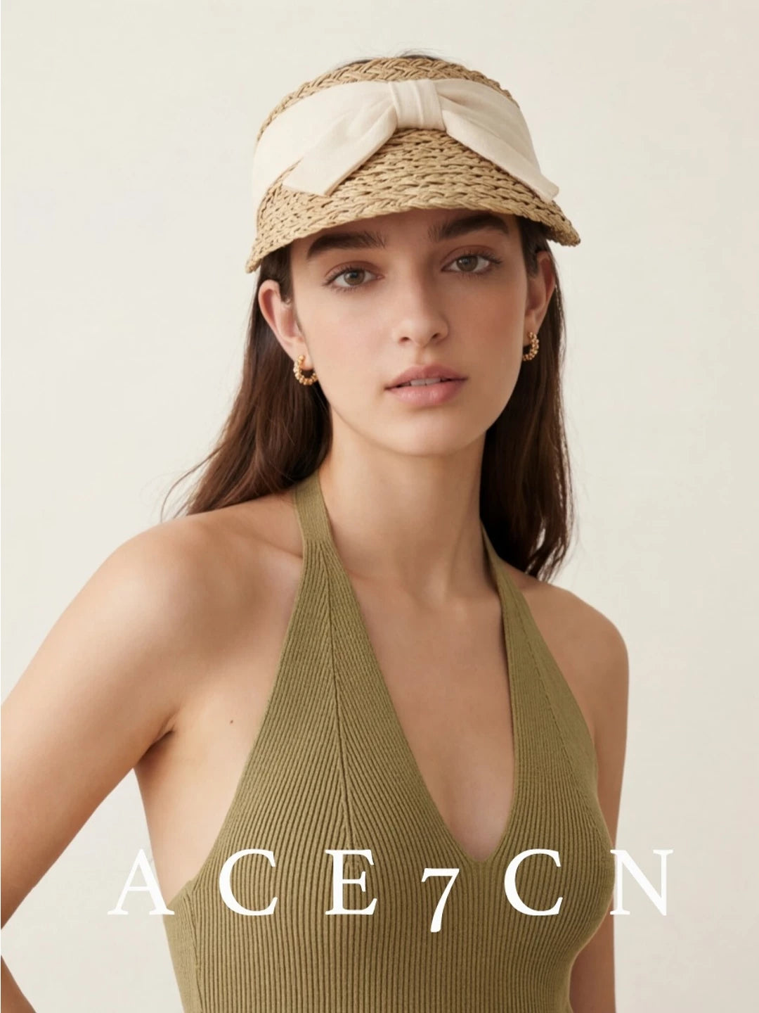 Bow-Detail Straw Visor — ACE7CN