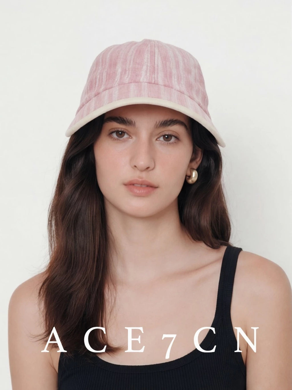 Striped Wide-Brim Cotton-Linen Baseball Cap — ACE7CN