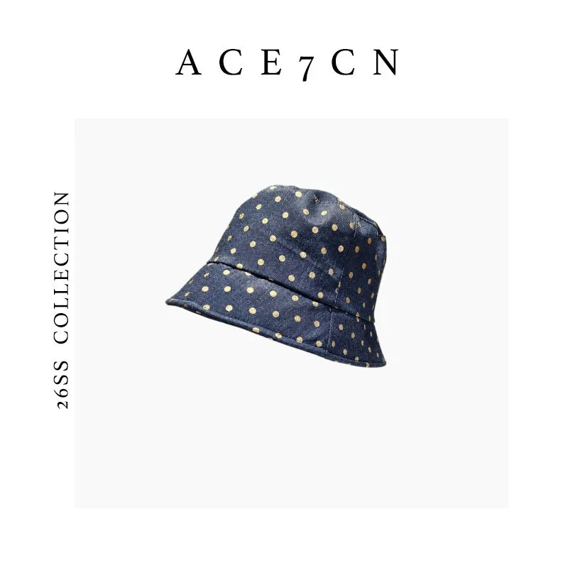 Polka-Dot Short-Brim Bucket Hat — ACE7CN