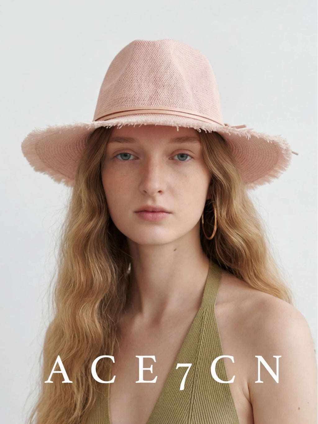 Linen-Straw Fedora Hat — ACE7CN