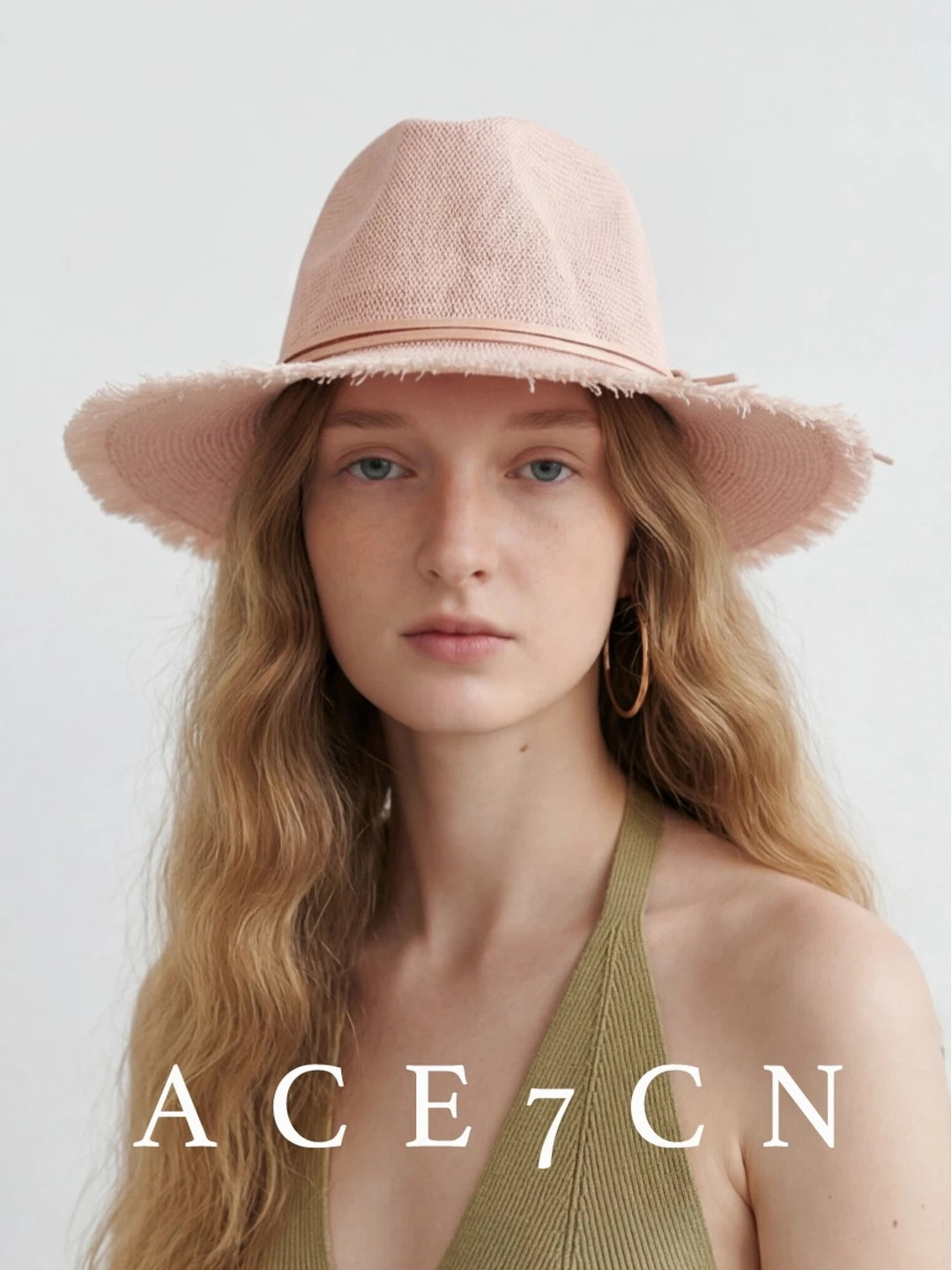 Linen-Straw Fedora Hat — ACE7CN