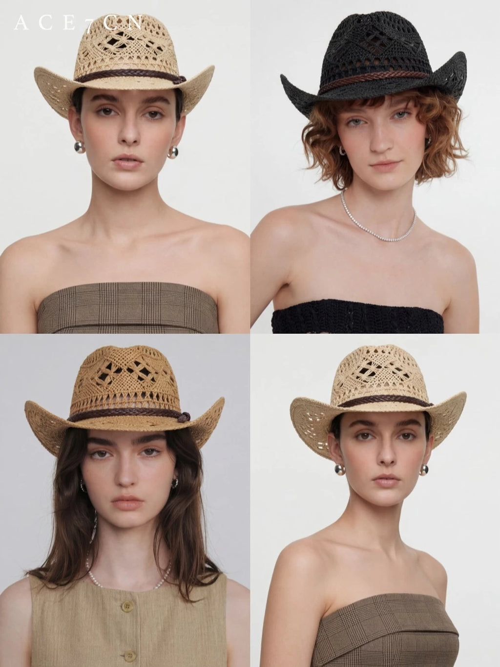 Openwork Straw Panama Hat — ACE7CN