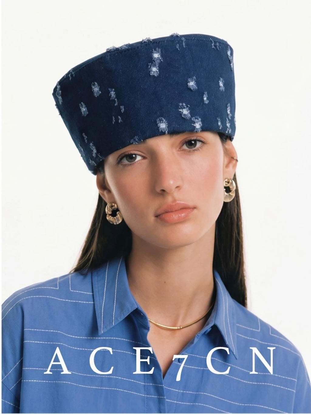 Denim Pillbox Hat — ACE7CN