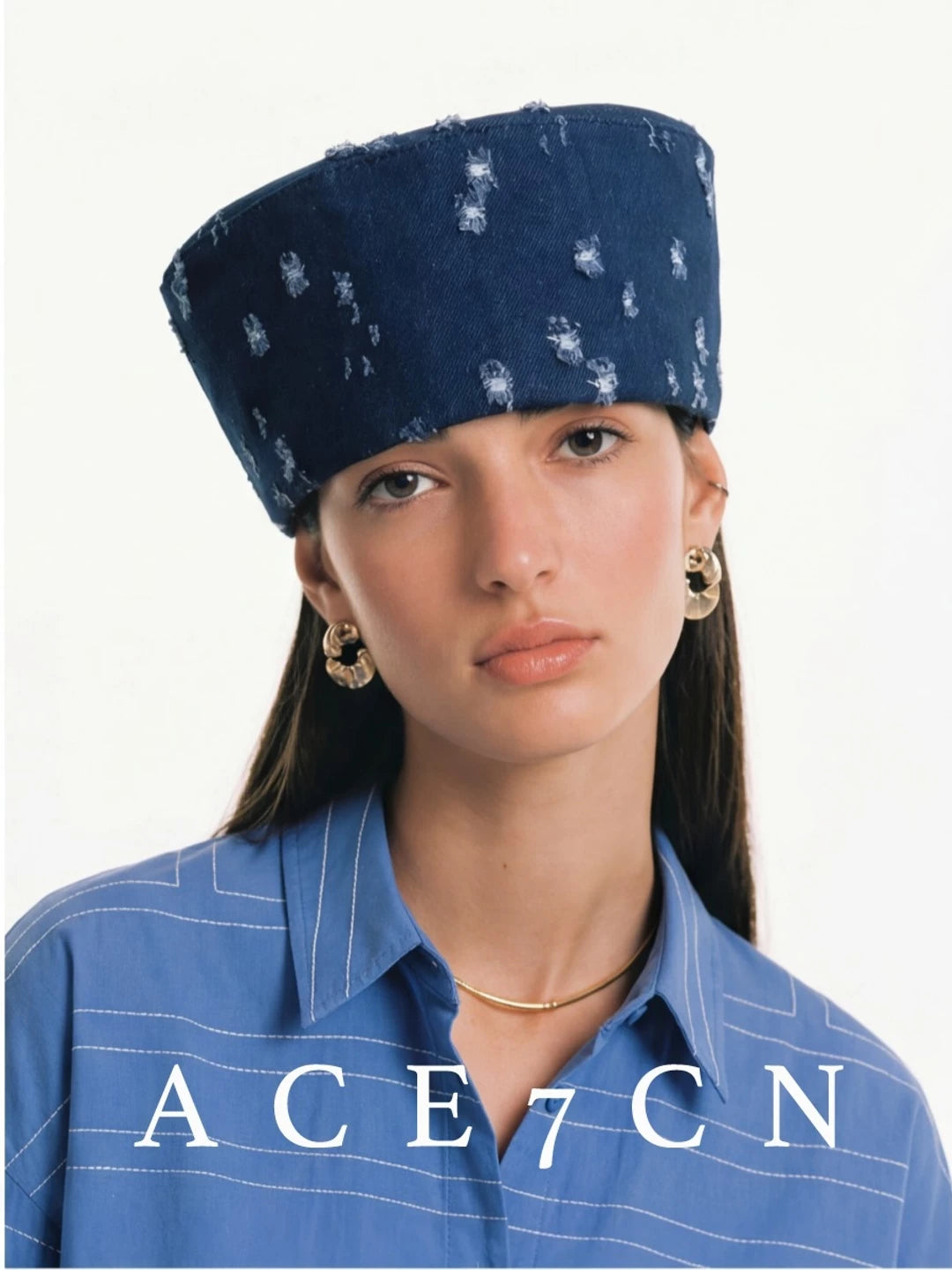 Denim Pillbox Hat — ACE7CN
