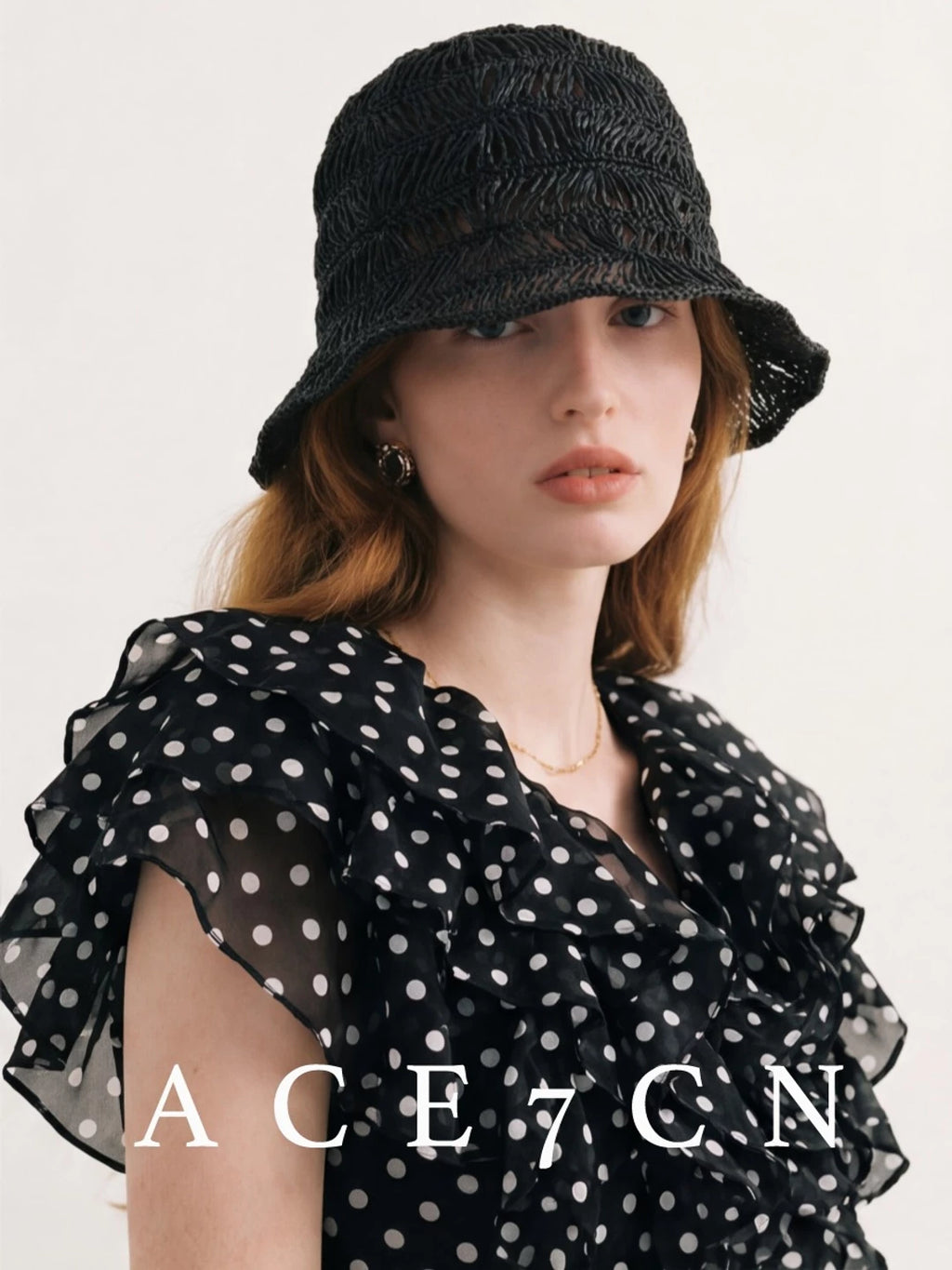 Openwork Straw Bucket Hat — ACE7CN