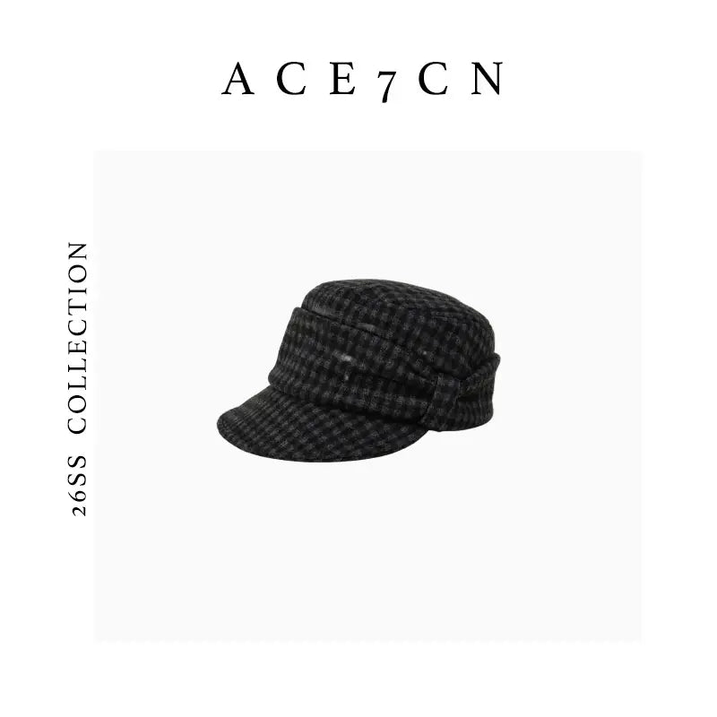 Plaid Wool-Blend Equestrian Cap — ACE7CN