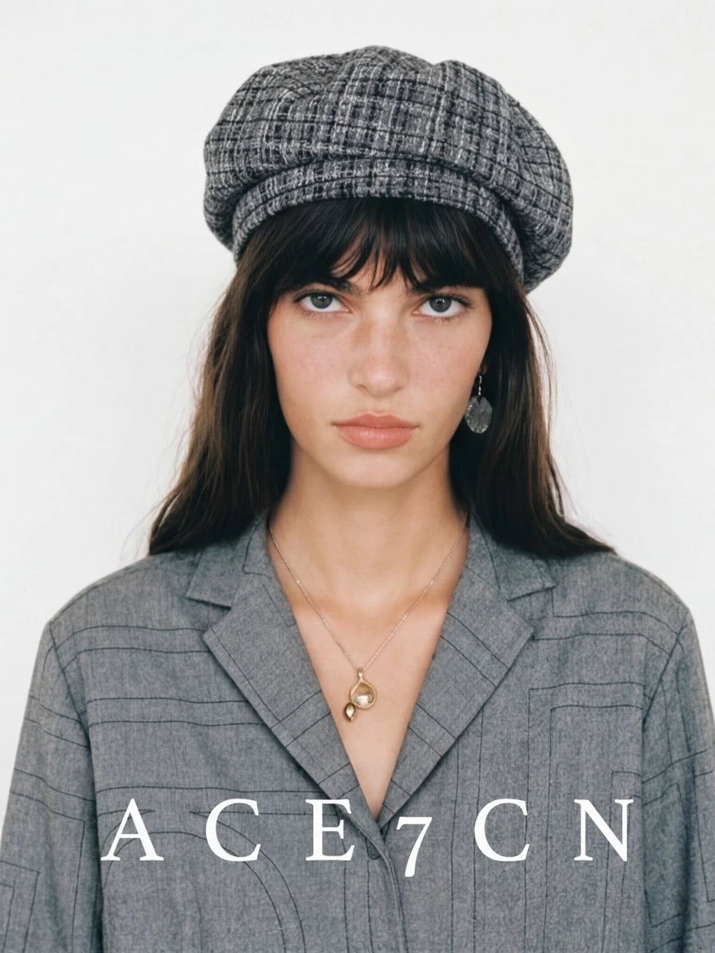 Generous-Fit Tweed Painter Beret — ACE7CN