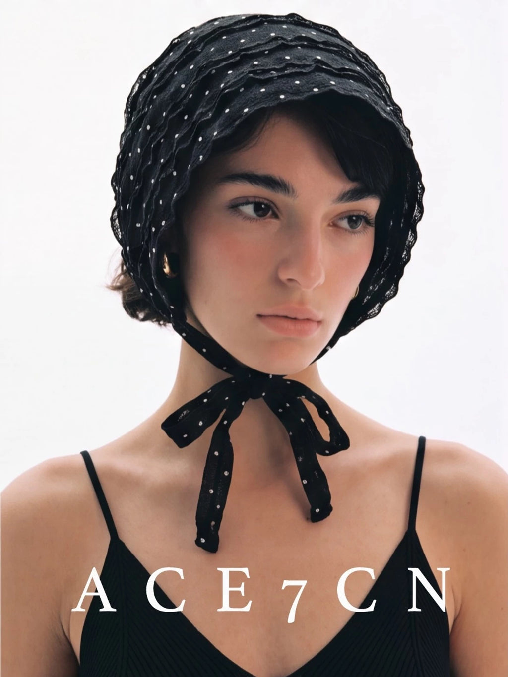 Polka-Dot Tie Head Scarf Hat — ACE7CN