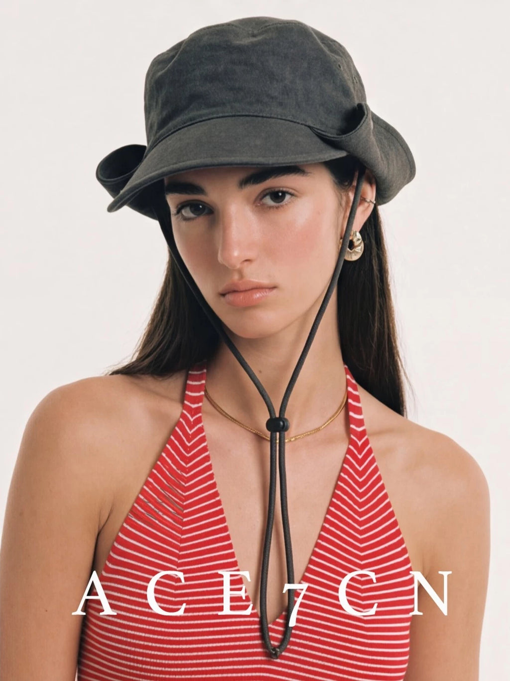 Washed Roll-Brim Ear-Flap Bucket Hat — ACE7CN