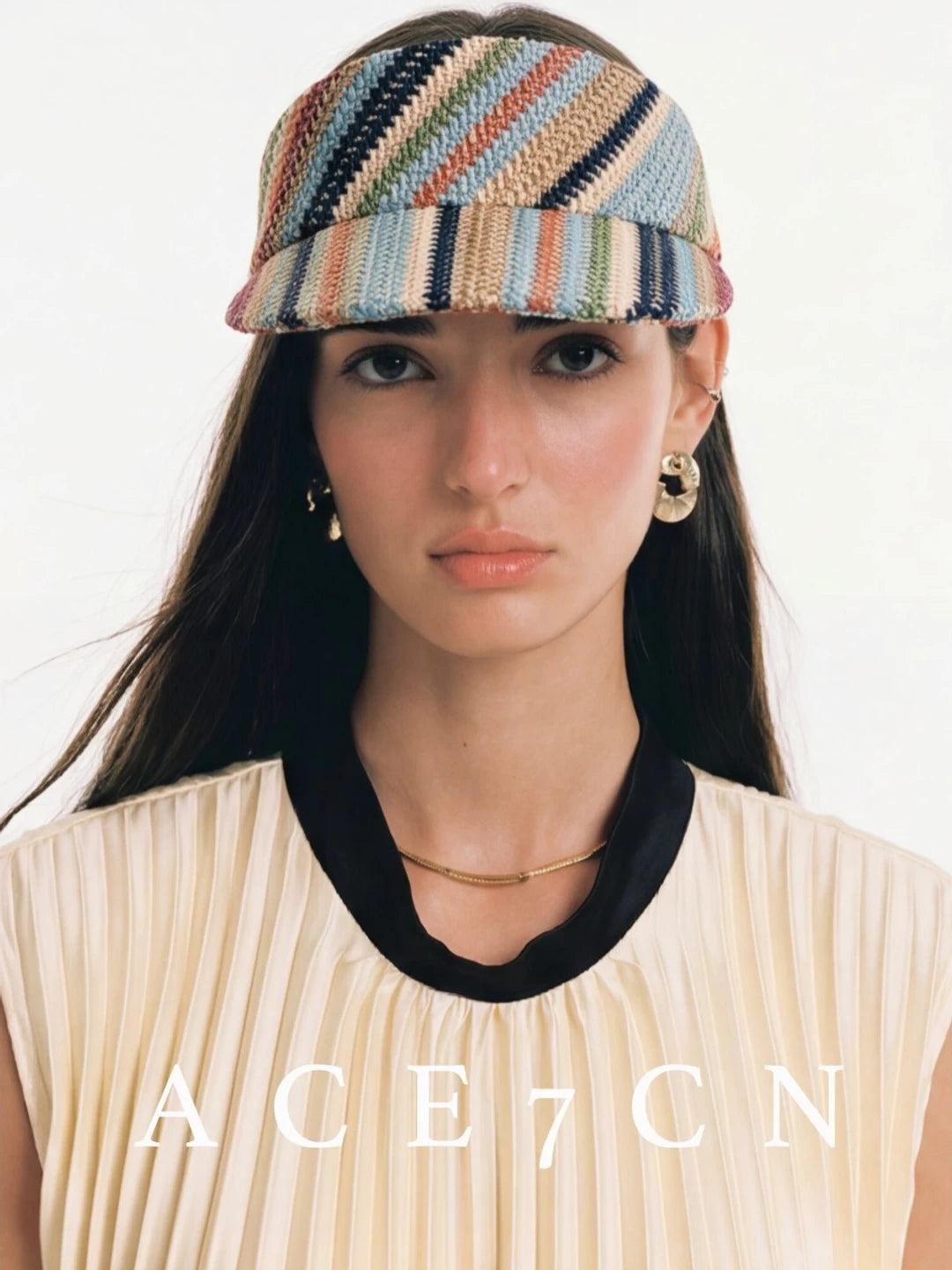 Rainbow-Stripe Headband Visor — ACE7CN