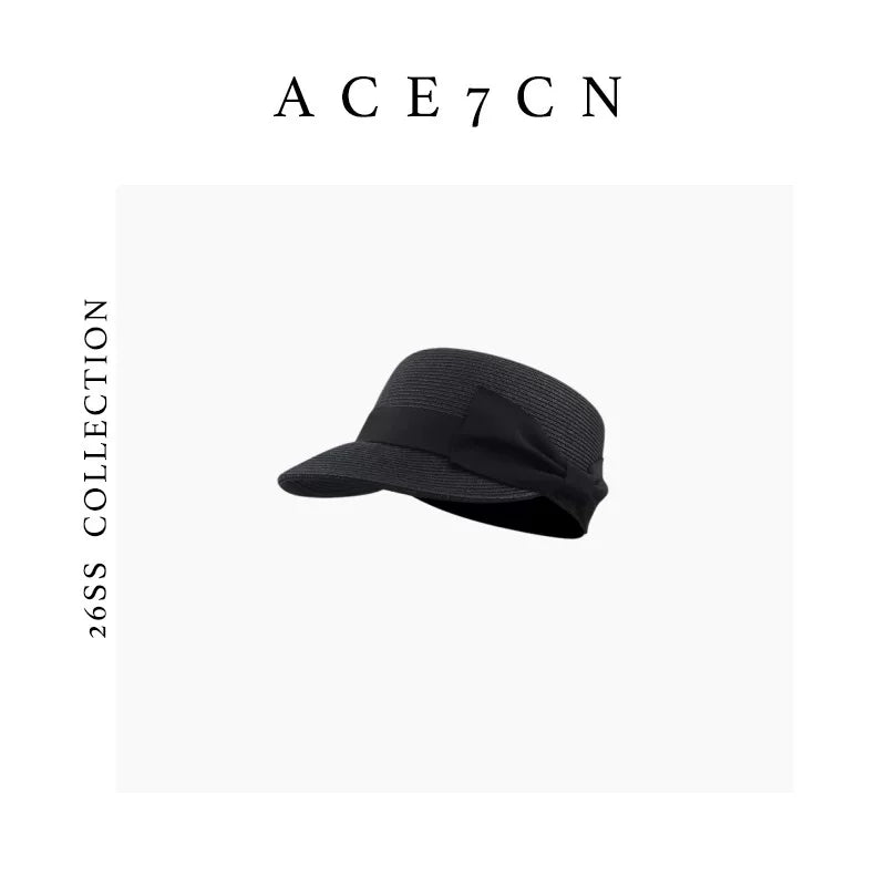 Oversized-Bow Straw Sun Hat — ACE7CN