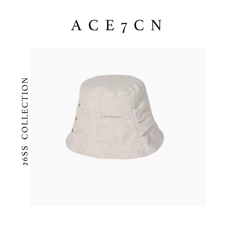 Hand-Pleated Cotton Bucket Hat — ACE7CN