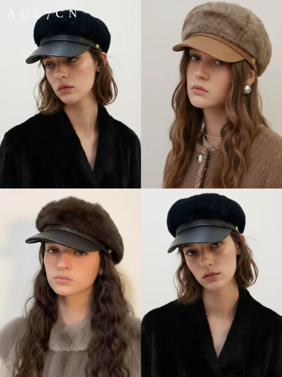 Faux-Mink Equestrian Cap — ACE7CN