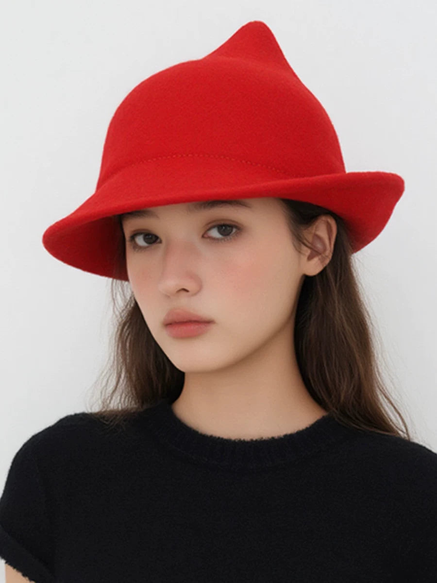 Pointed Roll-Brim Wool Felt Hat — ACE7CN