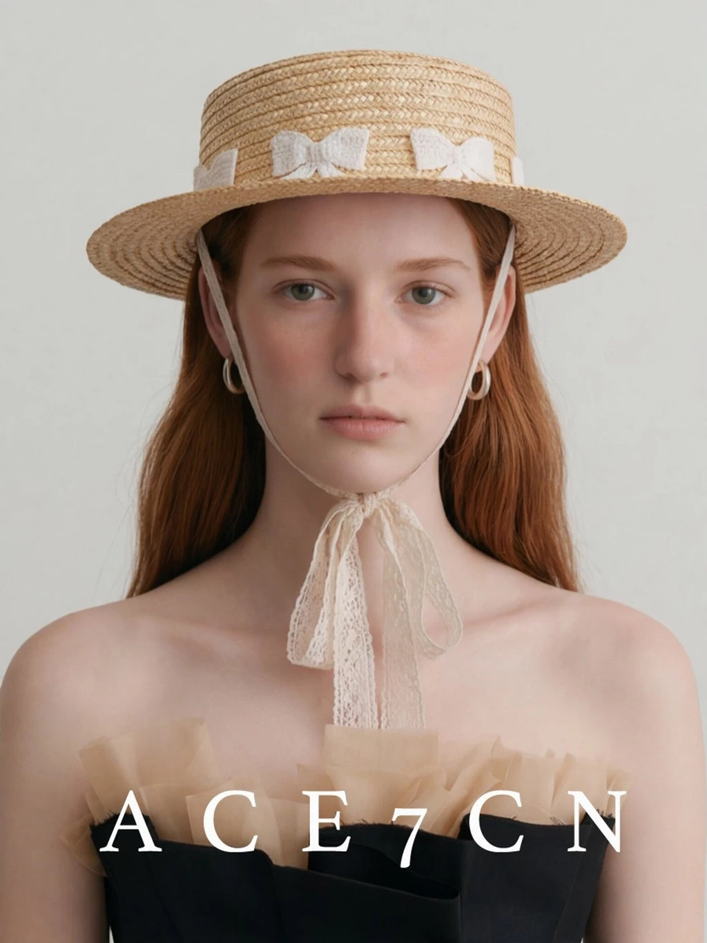 Bow-Detail Wheat-Straw Fedora — ACE7CN