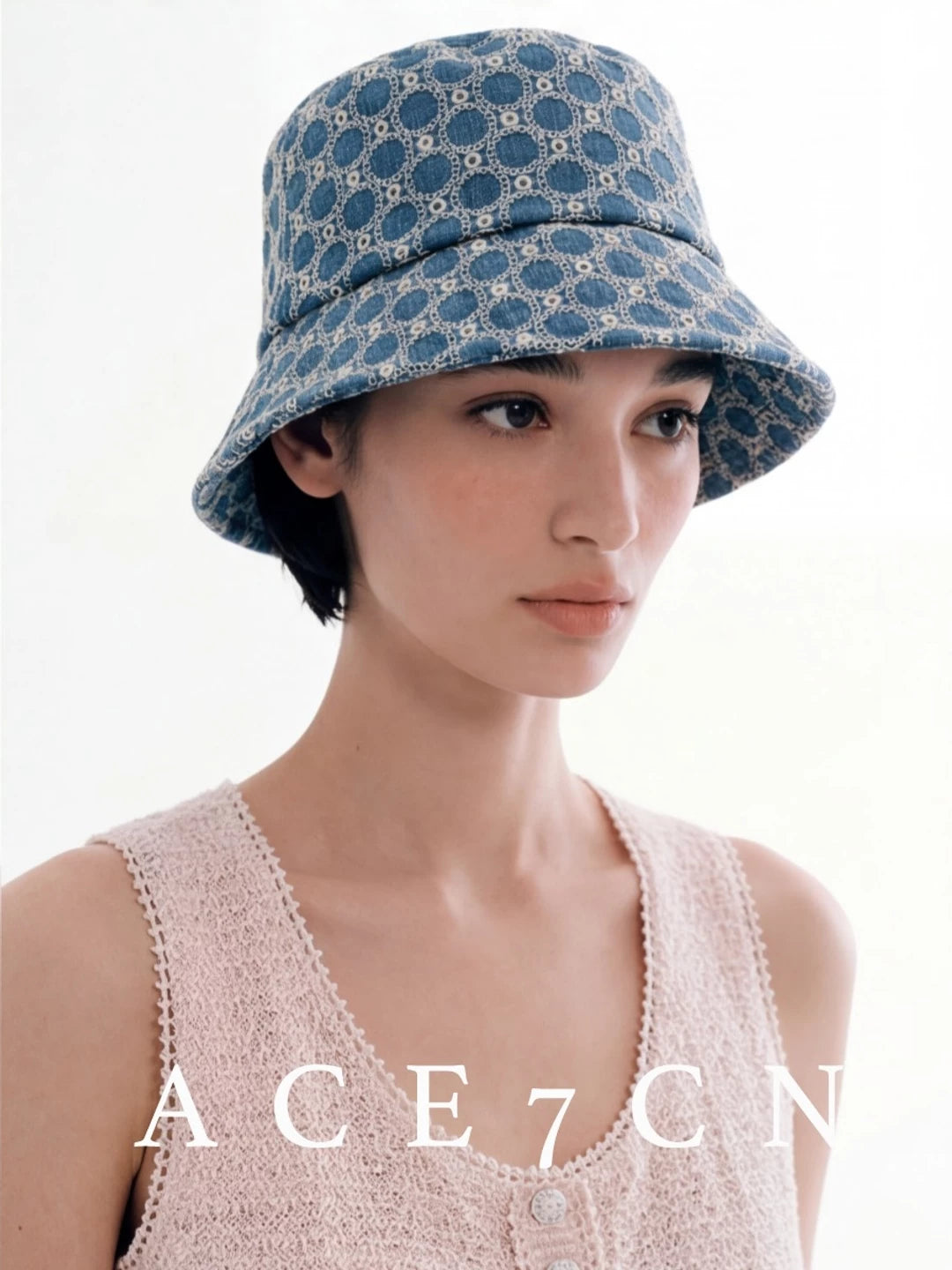Diamond-Check Jacquard Bucket Hat — ACE7CN