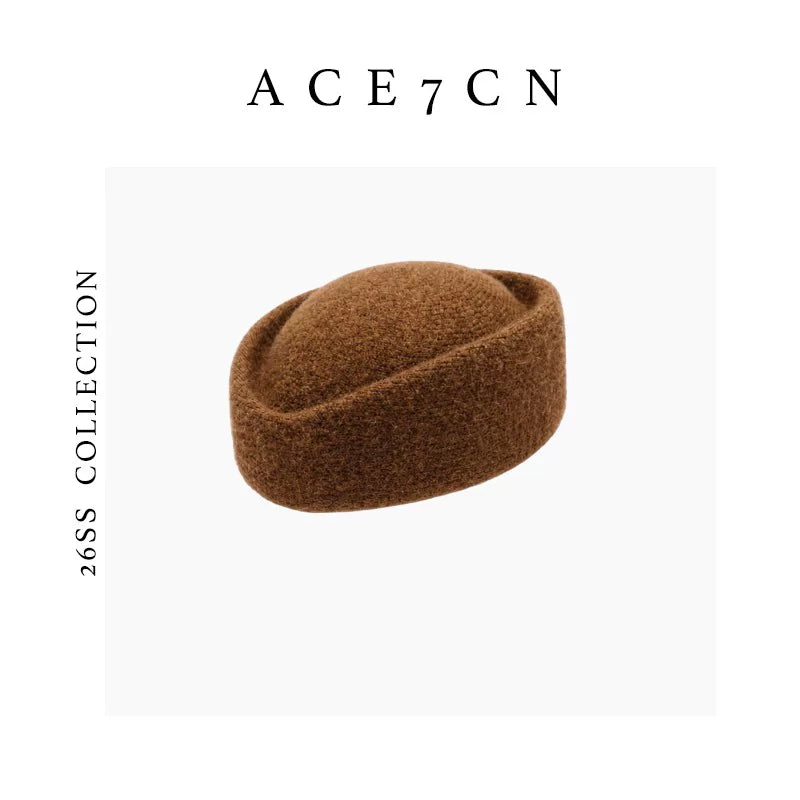 Round Wool-Blend Pillbox Hat — ACE7CN