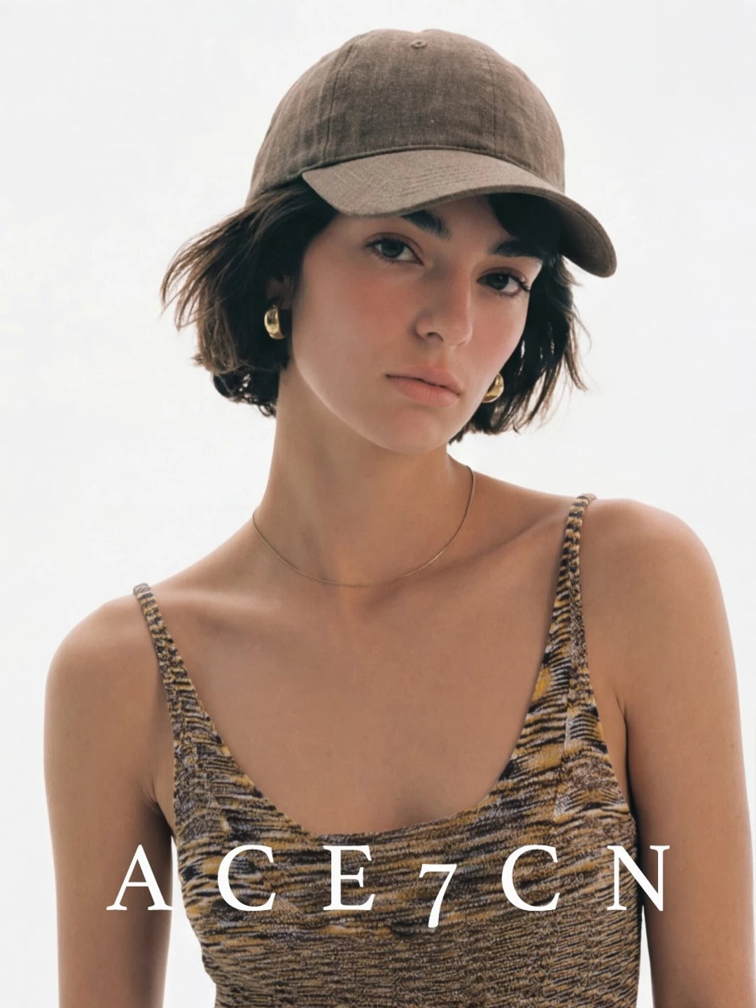 Denim-Linen Equestrian Cap — ACE7CN