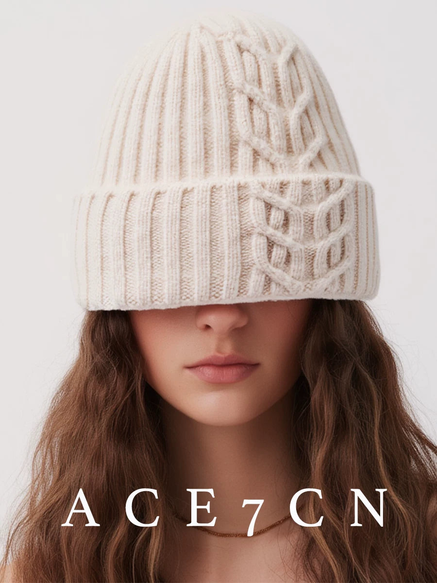 Cable-Knit Cashmere Beanie — ACE7CN