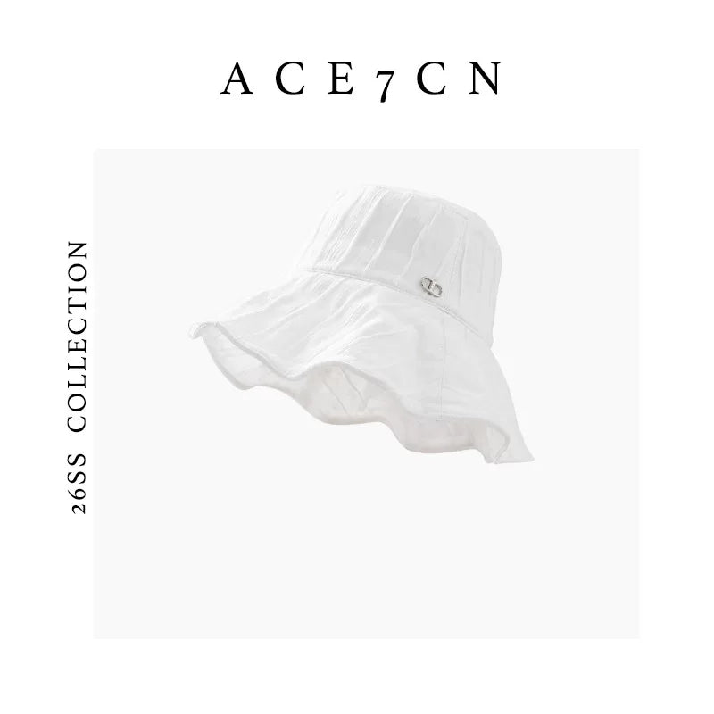 Hand-Pleated Wave-Brim Bucket Hat — ACE7CN