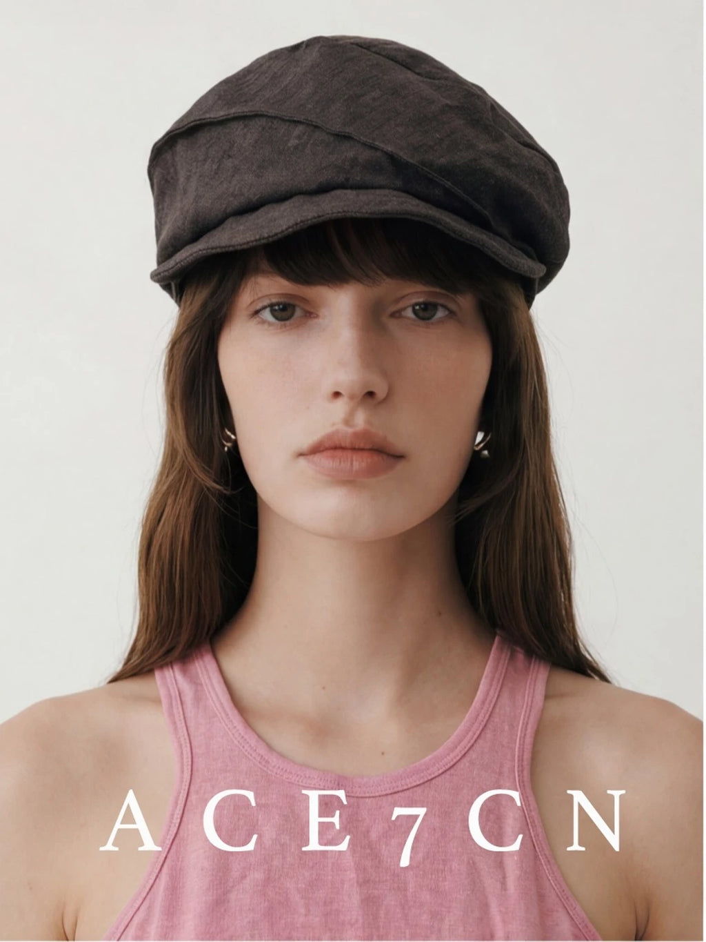 Pleated Linen Octagonal Newsboy Cap — ACE7CN