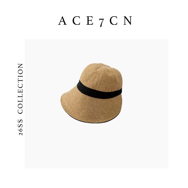 Riding-Peak Faux-Linen Bucket Hat — ACE7CN