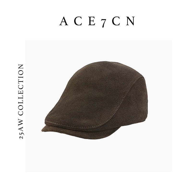 Distressed Suede Newsboy Cap — ACE7CN