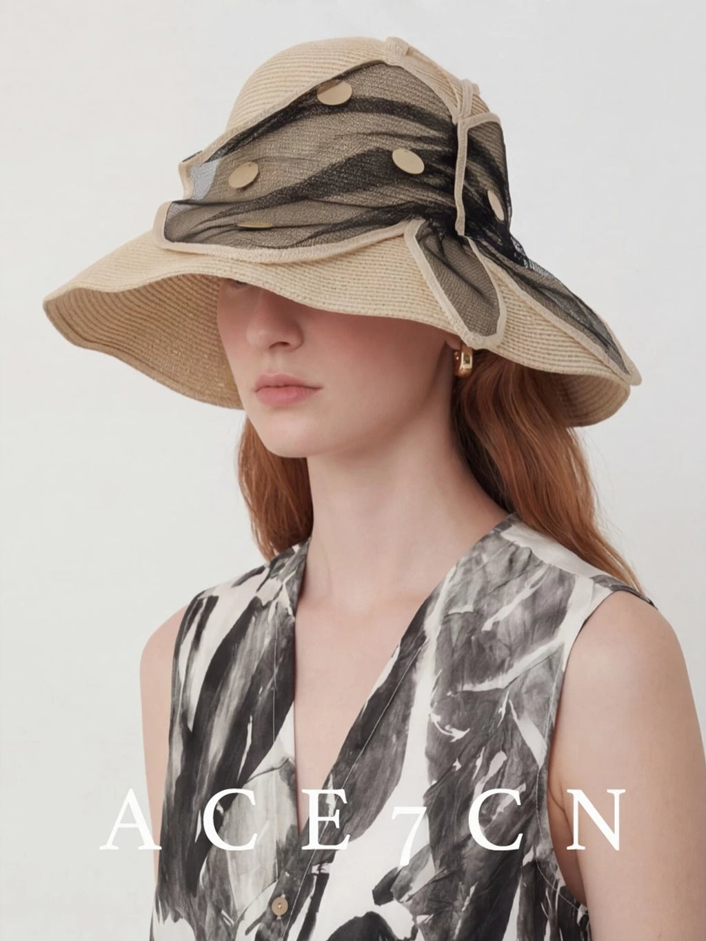 Sequin-Wing Straw Bucket Hat — ACE7CN