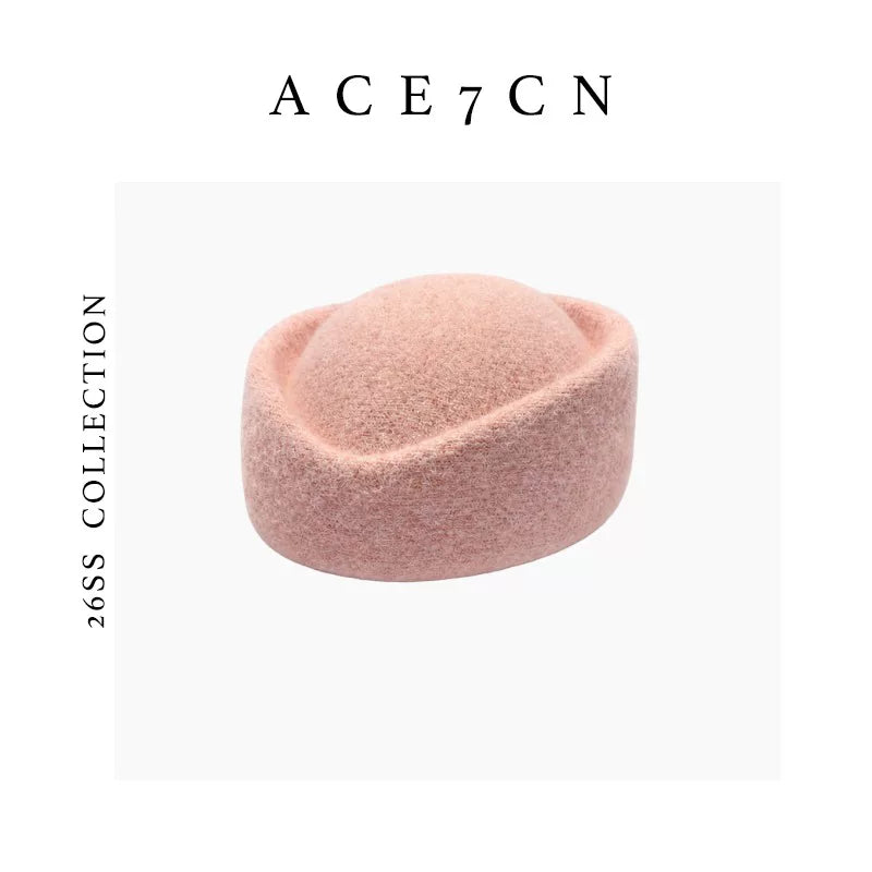 Round Wool-Blend Pillbox Hat — ACE7CN