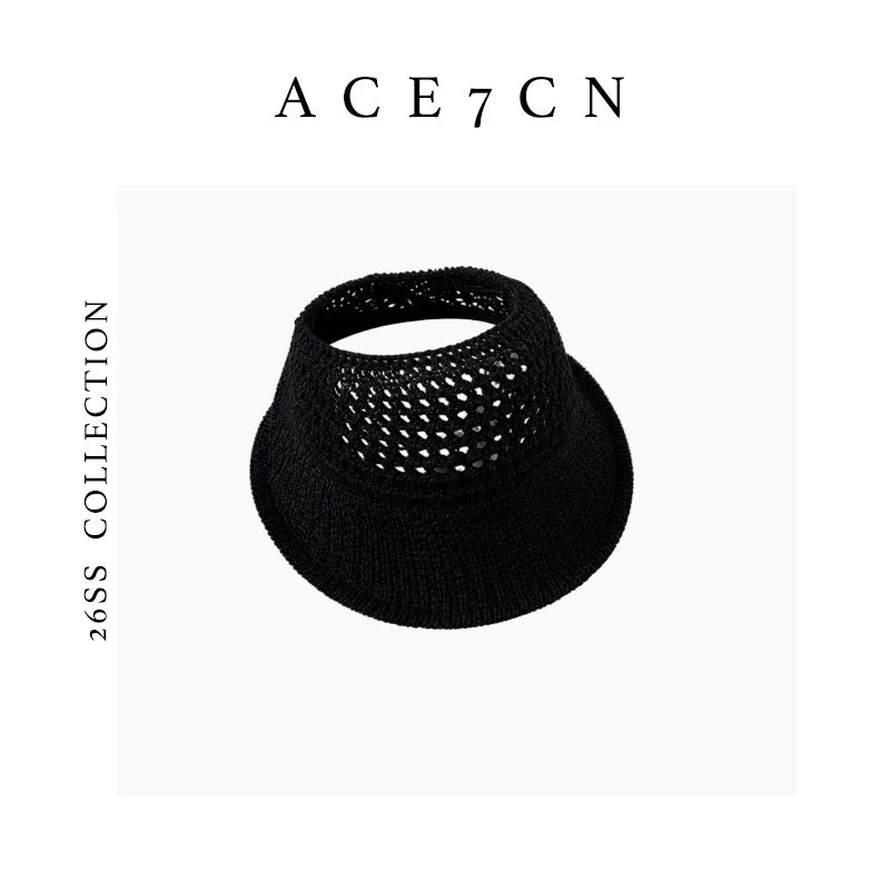 Openwork Woven Wide-Brim Visor — ACE7CN