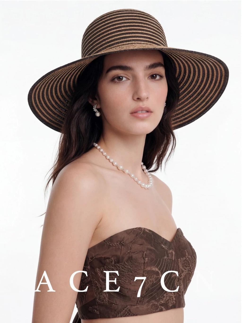 Striped Dome-Crown Straw Hat — ACE7CN