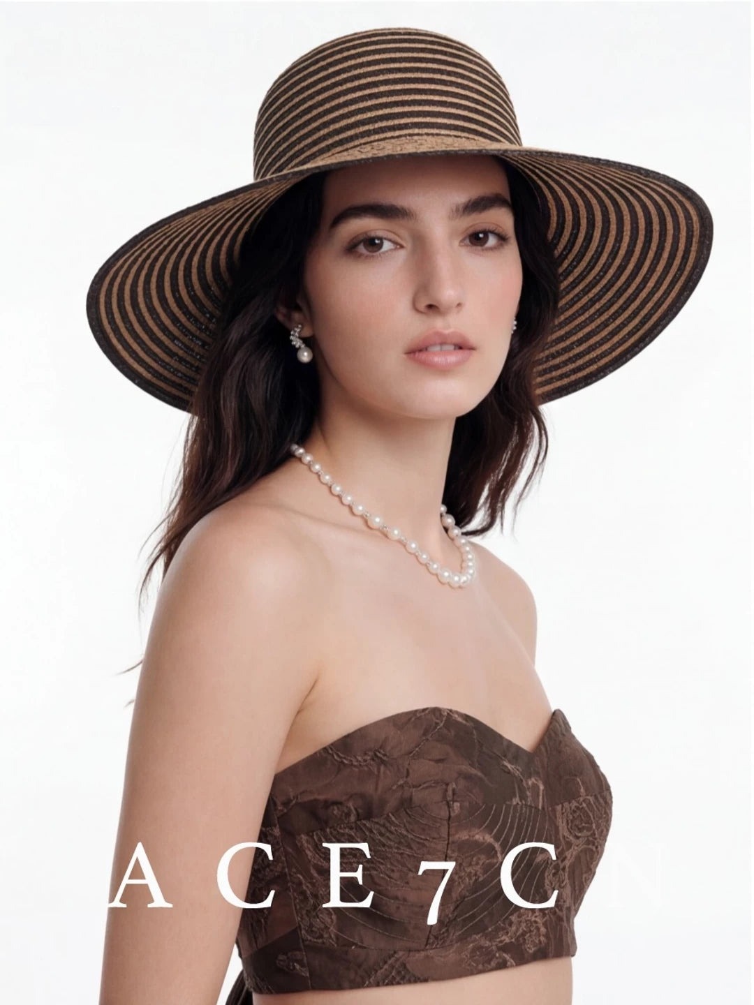 Striped Dome-Crown Straw Hat — ACE7CN