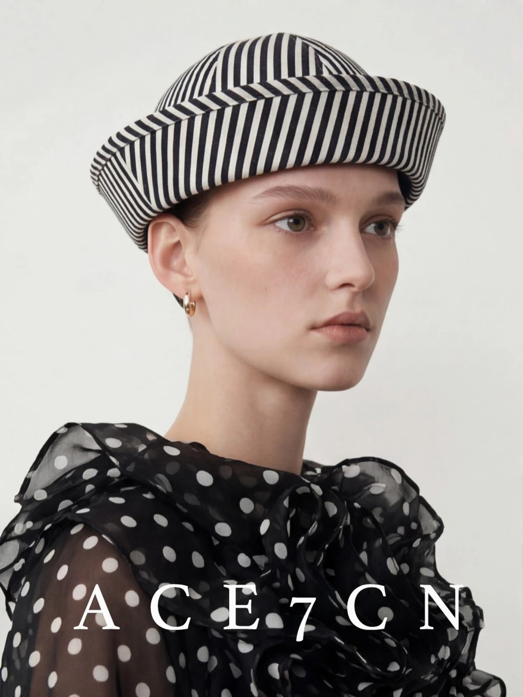 Striped Roll-Brim Sailor Pillbox Hat — ACE7CN
