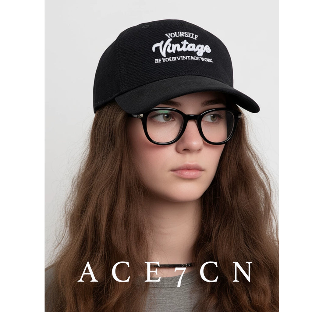 Letter-Embroidered Soft-Crown Baseball Cap — ACE7CN